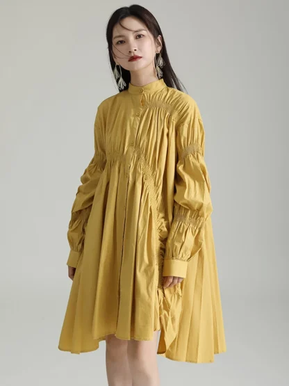 Irregular Ruched Blue Dresses - Image 3