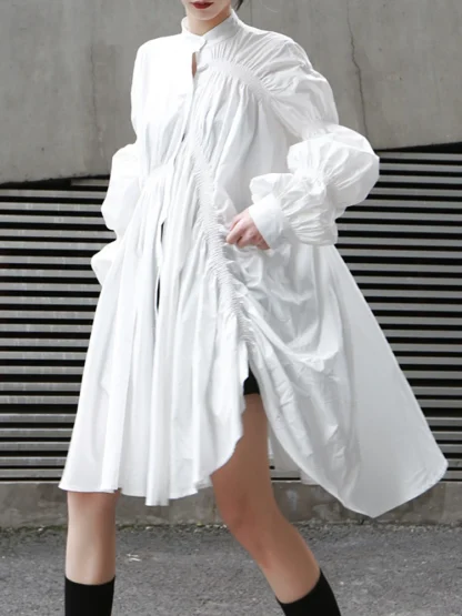 Irregular Ruched Blue Dresses - Image 5