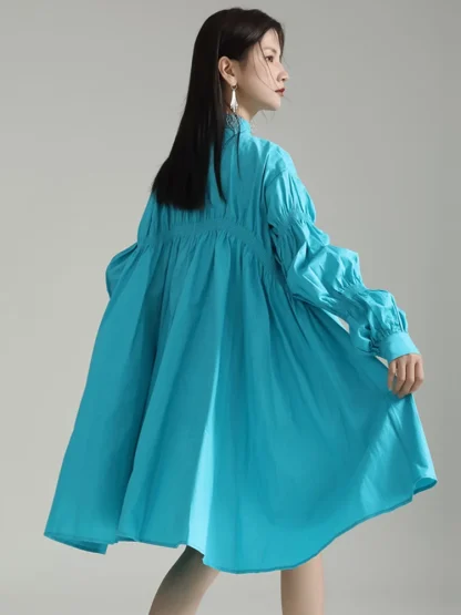 Irregular Ruched Blue Dresses - Image 2