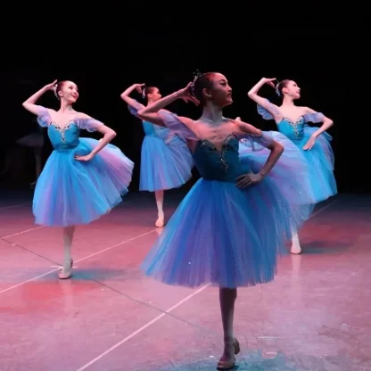 V-neck Off-shoulder Tutu blue Dress - Image 2