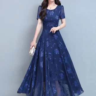 Flowy Floral Maxi Blue Dress